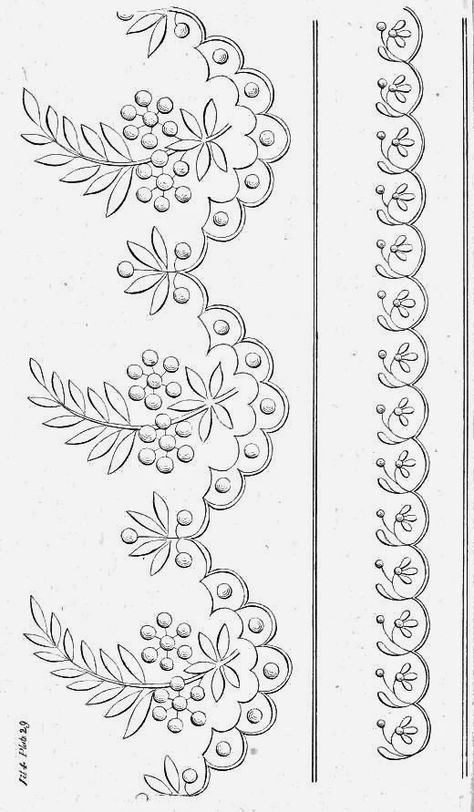 Design On Paper, Hand Embroidery Patterns Flowers, Diy Embroidery Patterns, Border Embroidery Designs, Handmade Embroidery Designs, Border Embroidery, Pola Sulam, Hand Embroidery Flowers, Embroidery Flowers Pattern