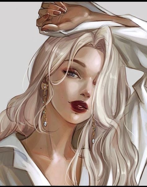 Beautiful Character Art, Illustrated Character Design, Blonde Woman Art, Queen Oc, Winter Digital Art, Blonde Art, Queen Illustration, Anime Queen, Elsa Art