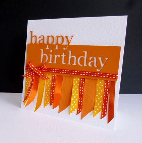 WT646 ~ Ribbon Birthday by sistersandie - Cards and Paper Crafts at Splitcoaststampers Handmade Cards With Ribbon, Using Ribbons On Cards, Cards With Ribbons Simple, Stampin Up White Frayed Ribbon, Ribbon Cards Handmade, Cards Using Ribbon, Ribbon Cards Ideas, Cards With Ribbon, Ribbon Cards