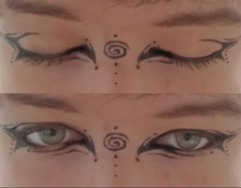 Eyeliner Face Art, Therian Makeup, Hippie Eyeliner, Fairy Eyeliner, Masculine Makeup, Masc Makeup, Eyeliner Idea, Grunge Eye Makeup, Maquillage Goth