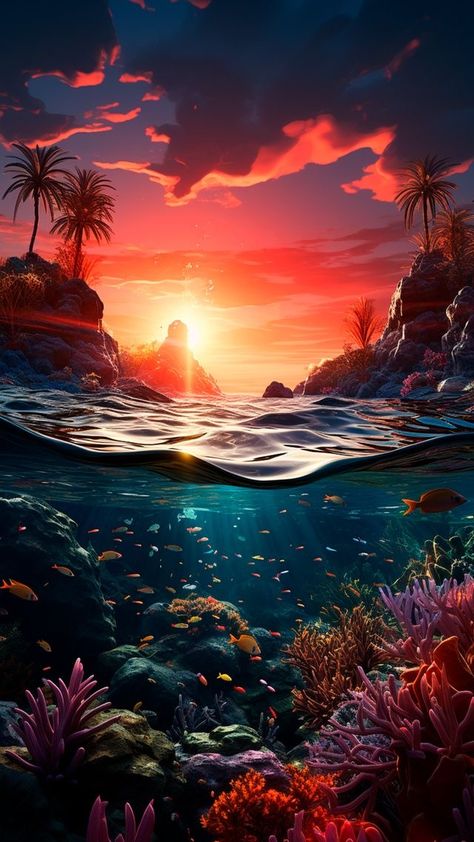 Japanese Pop Art, Worry Beads, Underwater Scene, Galaxy Pictures, Beautiful Art Paintings, Sunset Background, Landscape Photography Nature, Ocean Wallpaper, Fantasy Paintings