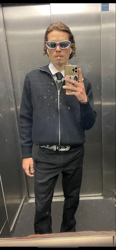 balenciaga glasses, prada tie, Balenciaga Glasses Outfit, Prada Tie Outfit Men, Balenciaga Glasses Aesthetic, Shirt And Tie Streetwear, Prada Nylon Outfit, Prada Aesthetic Men, Prada Tie Outfit, Prada Suit Men, Prada Aesthetic Outfit