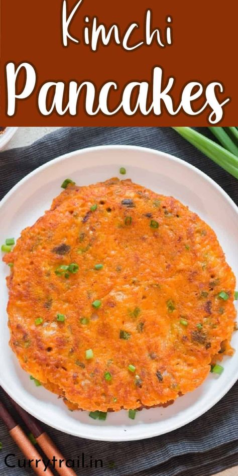 Korean kimchi pancakes are quick, easy-to-make savory pancakes. It’s spicy, sour, a little sweet, and salty with umami flavors. #koreanpancakes #kimchipancakes #savorypancakes #asianpancake #pancakerecipes #kimchis Kimchi Pancake Recipe, Easy Pancake Batter, Kimchi Pancakes, Simple Pancake, Kimchi Pancake, Fermented Kimchi, Korean Kimchi, Pancake Calories, Savory Pancakes