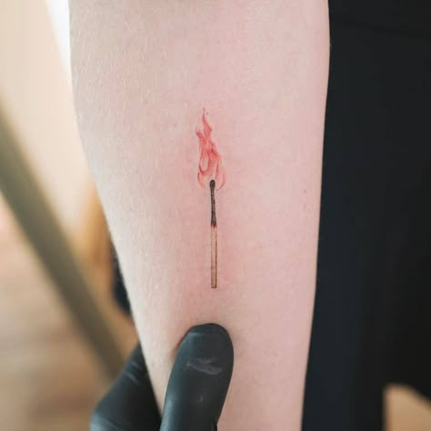 Sagittarius Tattoo | Matchstick Tattoo | Flame • Fire Tattoo | Tattoo Ideas and Inspiration Match Tattoo, Sagittarius Tattoo Designs, Sagittarius Tattoo, Flame Tattoos, Pieces Tattoo, Fire Tattoo, Aesthetic Tattoo, Little Tattoos, Small Tattoo