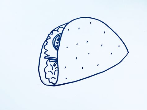 How To Draw A Taco - basicdraw.com Taco Tattoo, Taco Tattoos, Cave People, Taco Drawing, Food Tacos, Taco Food, Drawing Food, Still Life Paintings, Tacos And Burritos