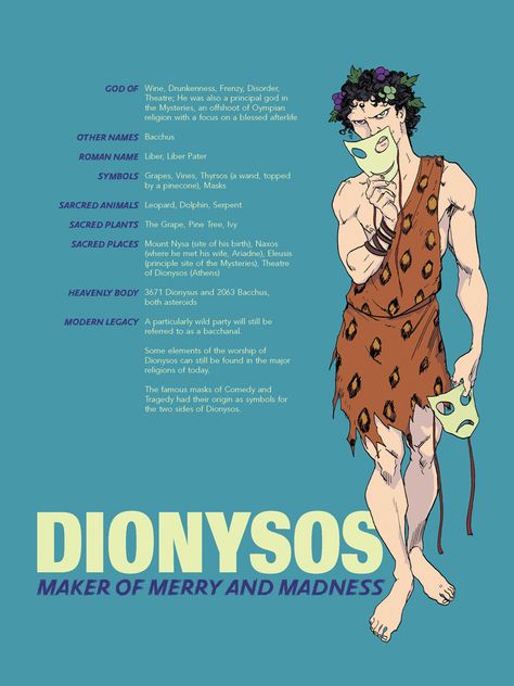 Dionysos Roman Names, Greek Pantheon, World Mythology, Greek Mythology Gods, Roman Gods, Theme Tattoo, Greek Gods And Goddesses, Greek And Roman Mythology, Greek Mythology Art