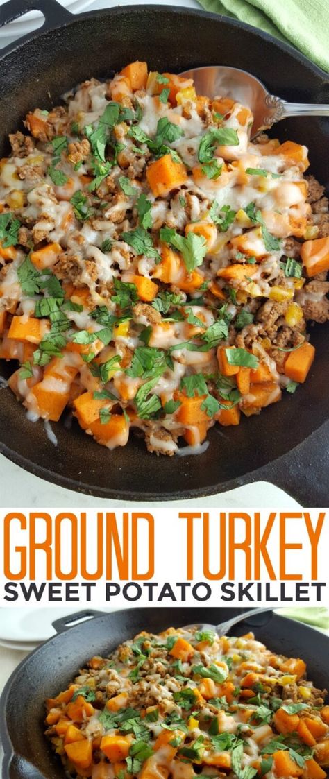 Ground Turkey Sweet Potato Skillet, Turkey Sweet Potato Skillet, Ground Turkey Sweet Potato, Sweet Potato Skillet Recipes, Zucchini Pommes, Turkey Sweet Potato, Potato Skillet, Sweet Potato Skillet, Pasti Sani