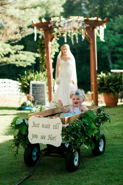 Wagon Wedding Decor, Baby Wagon Wedding, Flower Girl Wagon Ideas Wedding, Baby Flower Girl Wagon, Flower Girl Wagon Ideas, Wedding Wagons For Flower Girl, Wedding Wagons, Flower Girl Wagon, Wedding Wagon