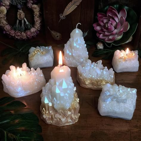 Magick Candles, White Aura, Big Candles, Zen Den, Stone Candles, Gel Candles, Creative Money Gifts, Candle Magick, Creative Candles