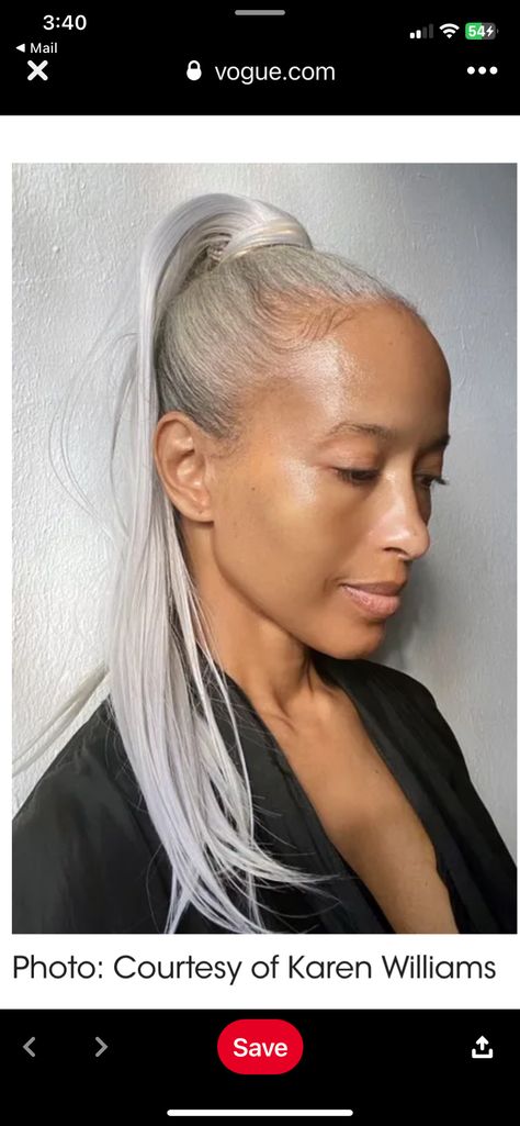 Hairstyles Grey Hair Over 50, Gray Hair Ponytail Hairstyles, Gray Ponytail For Black Women, Gray Hair Black Women, Long Gray Hairstyles, Hair Stely, White Hair Beauty, Bottleneck Bangs, Grey Hair Braids