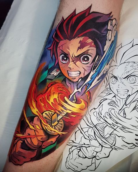 O T A K U     T A T T O O on Instagram: “Tanjiro for Tom! Thanks dude! :) • Simonkbell.com for art shop •  #demonslayer #demonslayertattoo #tanjiroukamado…” Demon Slayer Tattoo Sleeve, Demon Slayer Tanjiro Tattoo, Tanjiro Tattoo Design, Demonslayer Tattoo, Demon Slayer Tattoos, Anime Tattoo Artist, Anime Sleeve, Demon Slayer Tattoo, Japanese Tattoo Artist