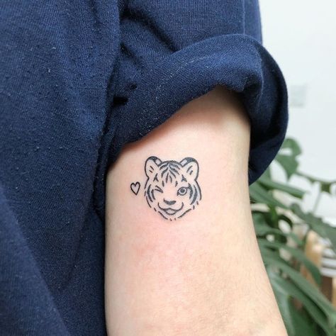 Cartoon Tiger Tattoo, Dainty Tiger Tattoo, Cute Tiger Tattoo, Tiger Cub Tattoo, Buoy Tattoo, White Tiger Tattoo, Tiger Face Tattoo, Tattoo Linework, Cubs Tattoo