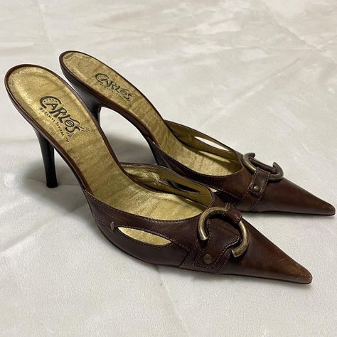 Vintage brown buckle pointed kitten heels labeled... - Depop Vintage Brown, Dream Shoes, Kitten Heels, Buckle, Heels, How To Wear