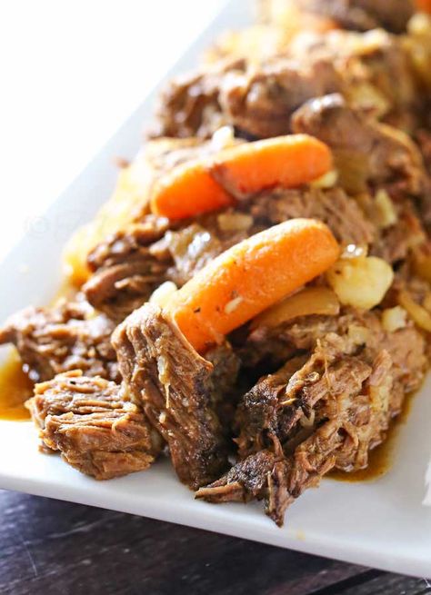 Crock Pot Recipes - Delicious Slow Cooker Recipe by kleinworthco.com at the36thavenue.com Rump Roast Recipe, Yankee Pot Roast, Roast Beef Crock Pot Recipes, Rump Roast, Easy Family Dinner, Delicious Slow Cooker Recipes, Crockpot Roast, Crockpot Recipes Beef, Roast Recipe