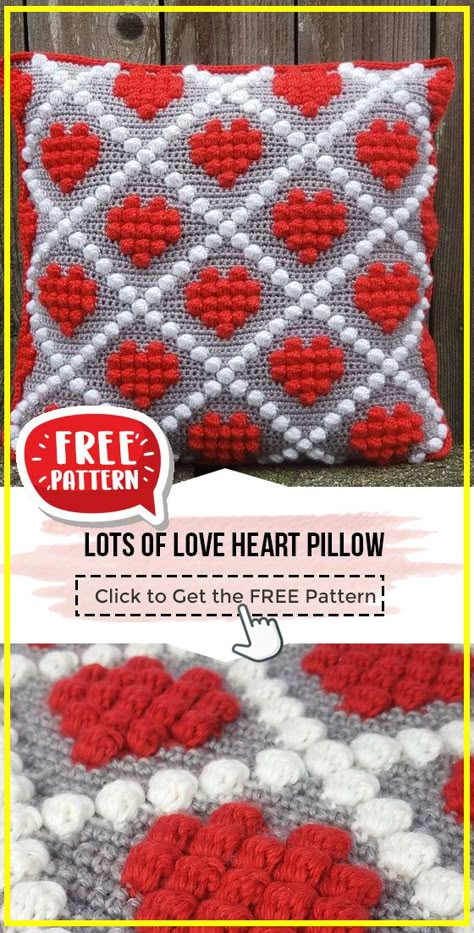 Crochet Valentines Pillow Cover, Valentines Crochet Pillow Pattern, Free Heart Pillow Crochet Pattern, Free Crochet Pillow Cover Patterns, Heart Shaped Crochet Pillow, Heart Pillow Crochet Pattern Free, Easy Crochet Pillows Free Patterns, Crochet Valentine Pillow, Crochet Neck Pillow Free Pattern