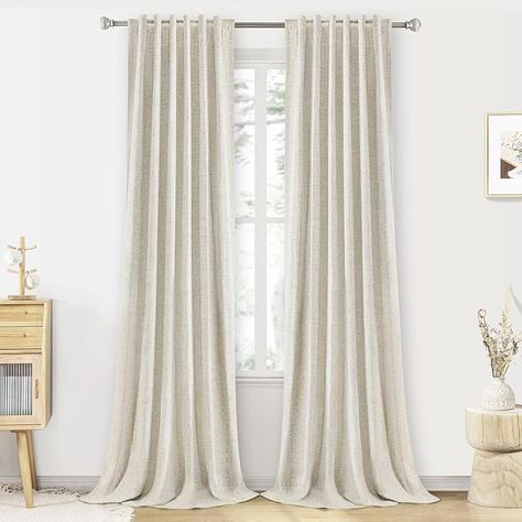 84 Inches Long 2 Panels Set for Living Room Bedroom Back Tab Thermal Insulated Black Out Linen Drapes Room Darkening Window Curtains 84 Inch Length Beige Drapes, Ceiling Draping, Linen Blackout Curtains, Living Room Drapes, Linen Curtain Panels, Linen Drapes, Insulated Curtains, Drape Panel, Curtain Texture