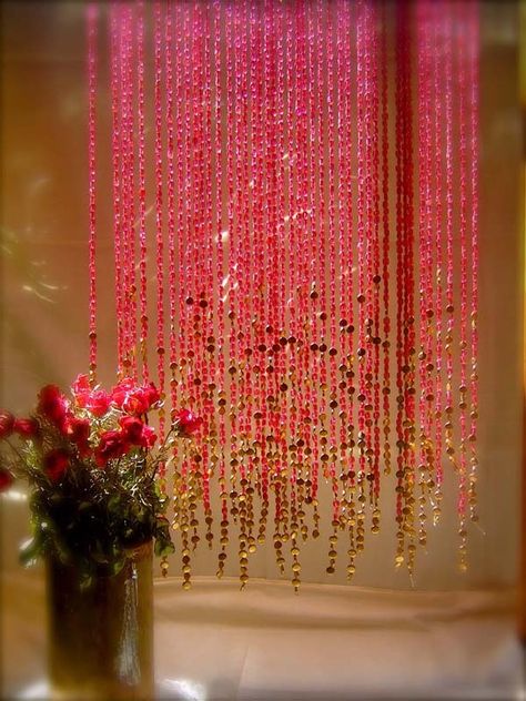 beaded curtain pink with gold is goegeous                                                                                                                                                     More Door Beads, Bathroom Diy, Beaded Curtains, Curtain Designs, Door Curtains, Curtain Decor, Butterfly Design, A Butterfly, Bohemian Decor