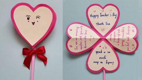 Show you the tutorial for making beautiful gift card for teachers. Teachers Day Card Easy, Teachers Day Card Design, Teacher's Day Card Ideas, Teacher Birthday Card, Teachers Day Special, Greeting Cards For Teachers, Happy Teachers Day Card, Greeting Card Ideas, Teachers Day Greetings