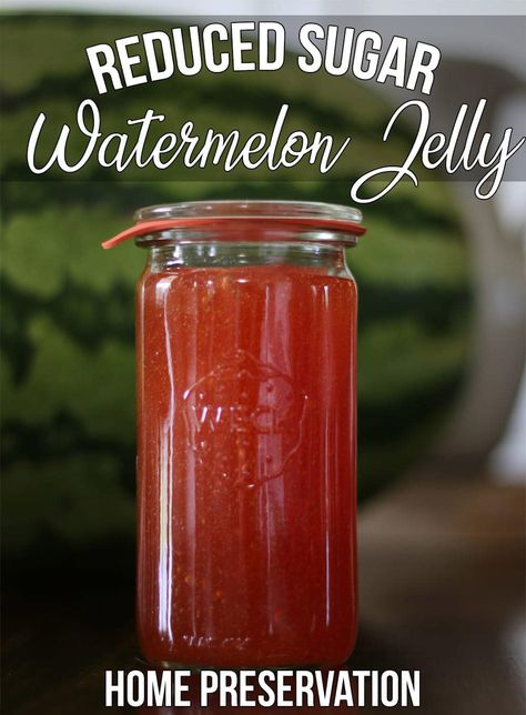 Reduced Sugar Watermelon Jelly & 1st Time Using Weck Jars (With Cooking Video) - Cosmopolitan Cornbread Watermelon Jelly Recipe Canning, Watermelon Farm, Watermelon Jelly Recipe, Sugar Free Freezer Jam, Watermelon Recipes Drinks, Watermelon Rind Recipes, Watermelon Jam, Watermelon Syrup, Watermelon Jelly