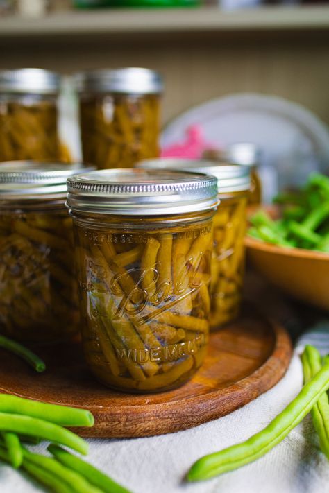 How to Pressure Can Green Beans: Canning Guide — Under A Tin Roof Pressure Can Green Beans, Green Beans Canning, Preserve Green Beans, Strawberry Preserves Recipe, Pressure Canning Green Beans, Preserving Green Beans, Canned Green Bean Recipes, Canning Green Beans, Canning Guide