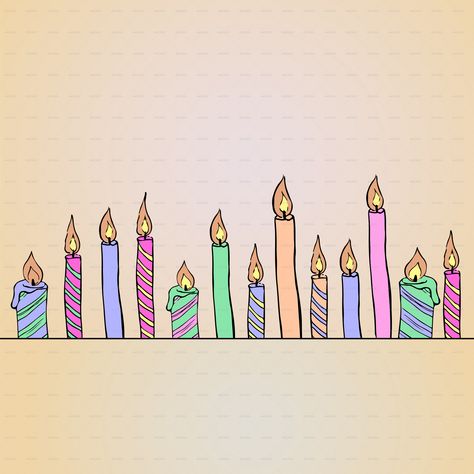 How To Draw Birthday Candles, Birthday Candle Drawing, Candle Sketch, Birthday Bullet Journal, Birthday Candle Card, Candle Drawing, Candle Tattoo, Candle Cards, Candle Art