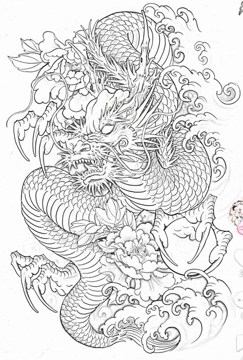 Dragon And Samurai Tattoo, Japanese Full Back Tattoo Design, Dragon Back Tattoos Men, Full Back Dragon Tattoo, Dragon Tattoo Japanese, Chest Tattoo Japanese, Dragon Koi Tattoo Design, Dragon Tattoo Stencil, Japan Dragon