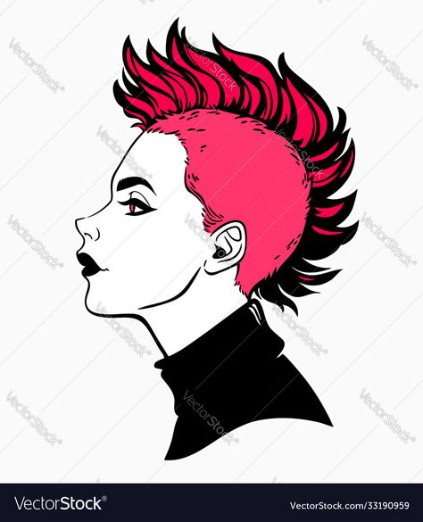 Mohawk Illustration, Mohawk Haircut, Punk Girl, Head Design, Reference Images, Vector Design, Png Images, Vector Images, Illustrator