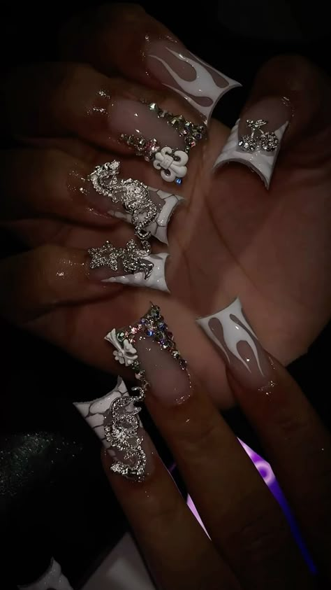 Junk Nails, Duck Nails, Hard Nails, Girly Acrylic, Colored Acrylic Nails, Colored Acrylic, Girly Acrylic Nails, Acrylic Nails Designs, French Acrylic Nails