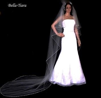 Bella Tiara Dazzling Swarovski Rhinestone Edge Cathedral Wedding Veil. Bella Tiara Dazzling Swarovski Rhinestone Edge Cathedral Wedding Veil on Tradesy Weddings (formerly Recycled Bride), the world's largest wedding marketplace. Price $142.99...Could You Get it For Less? Click Now to Find Out! Royal Cathedral Length Wedding Veil, Luxury Elegant Sheer Veil, Cathedral Bridal Veils Cassandra Lynne, Transparant Wedding Veil, Cathedral Length Wedding Veil, Beaded Edge Veil, Beaded Wedding Veils, Cathedral Wedding Veils, Wedding Bridal Veils