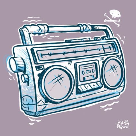 Tonights sketch. A boom box. A ghetto blaster. Rock box. Radio... Whatever you call them. They are cool and I drew one. Boombox Character, Boom Box Drawing, Boombox Drawing, Radio Drawing, Boombox Art, Boombox Design, Tattoo Portfolio Ideas, Box Radio, Rock Box