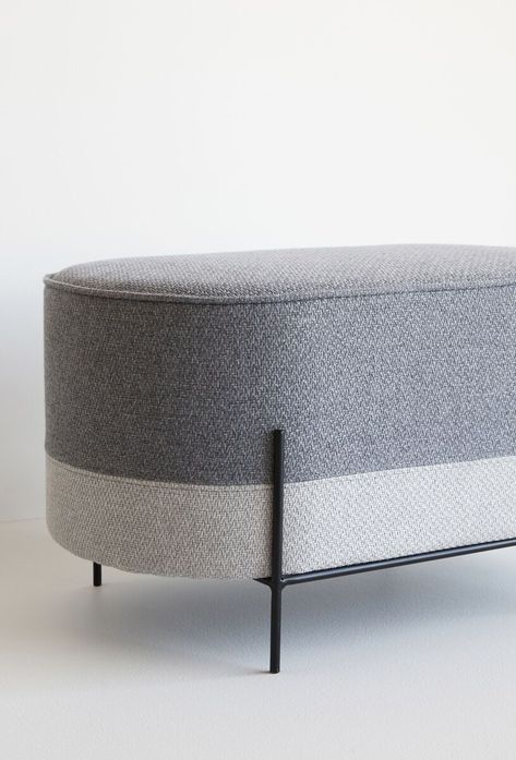 Materials Fabric, Metal, Plywood, WoodColors GreySize 70x43xh40cm Contemporary Living Room Furniture, Modern Shop, Scandinavian Home, Nordic Design, Ottoman Bench, Sofas And Chairs, At Home Store, Small Furniture, Outdoor Ottoman