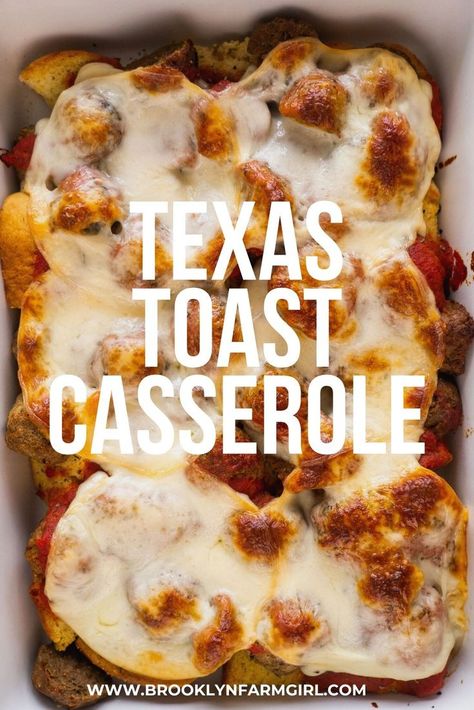 Texas Toast Casserole, Recipes Using Meatballs, Meatball Dinner, Toast Pizza, Meatball Casserole, Italian Meatballs Recipe, Texas Toast, Easy Meat Recipes, Dinner Meal