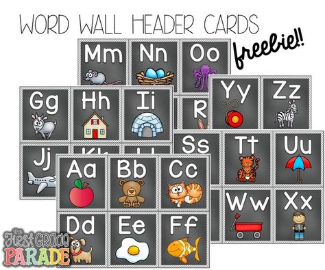 FREE Word Wall Header Cards .... Follow for Free "too-neat-not-to-keep" teaching tools & other fun stuff :) Abc Word Wall Free Printable, Free Word Wall Printables, First Grade Parade, Chalkboard Classroom, Word Wall Letters, Word Wall Headers, Word Walls, Preschool Literacy, Free Word