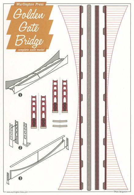 #goldengatebridge #sanfrancisco #cutouts #postcards #design Bridge Model Projects, Golden Gate Bridge Drawing Simple, Bridge Pattern, Golden Gate Bridge Project, Gold Gate Bridge, Paper House Template, Origami Templates, 3d Templates, Free Paper Models