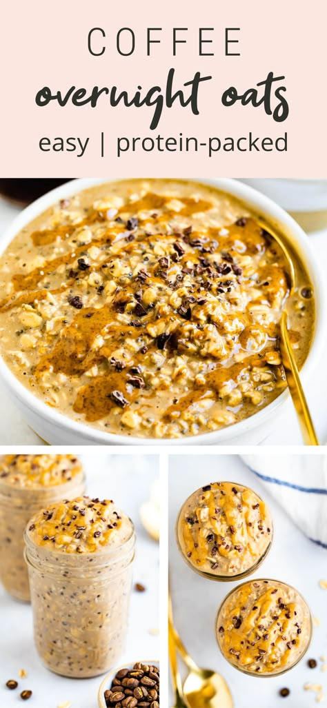 Overnight Oats Recipe Protein Powder, Cold Protein Meals, Intermittent Fasting Overnight Oats, Overnight Oats Recipe High Protein, Healthiest Overnight Oats, Coffee Overnight Oats Recipe, Coffee Protein Powder Recipes, Coffee Oats, High Calorie Overnight Oats