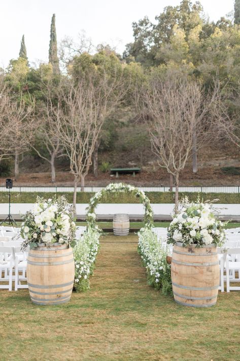 Winery Wedding Ceremony, Bridal Table Flowers, White Ceremony, Ceremony Arbor, Wedding Vow Renewal Ceremony, Winery Wedding Photos, French Country Wedding, Wedding Ceremony Decorations Outdoor, Backyard Wedding Ceremony