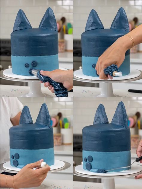 Buttercream Bluey Cake, Bluey Buttercream Cake Ideas, Diy Bluey Birthday Cake, Homemade Bluey Cake, Bluey Smash Cake Boys, Bluey Cake Ideas Birthday Boy, Bluey Sheet Cake, Bluey Smash Cake, Diy Bluey Cake