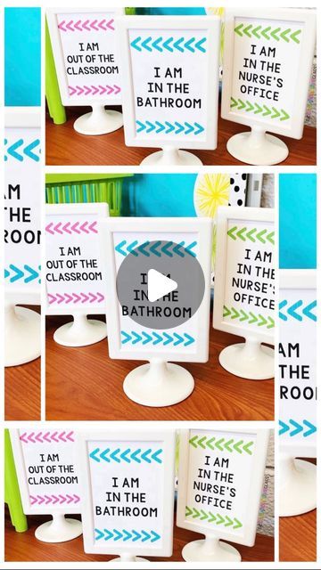 Michele • 5th Grade Teacher on Instagram: "Comment LINK and I’ll send you the link to these printable signs and the frames I use!  I can’t even count how many times I’ve been looking all over for a student I told a few minutes prior that that could go to the bathroom or nurse’s office 🤦🏼‍♀️   As teachers, we have so much to remember and think about every day… it’s impossible to remember it all! That’s why I created these desk signs for my students. They simply sign out and then place the sign on their desk before they leave the room so that at a quick glance, I know where everyone is!  Not to mention, students know if the signs are all being used, they have to wait their turn before leaving.   This procedure has helped my sanity and classroom management so much! I highly recommend it!  Y Ikea Classroom, Sign Out Sheet, Desk Signs, 5th Grade Teacher, Student Of The Month, Language Arts Teacher, Or Nurse, Beginning Of Year, Balanced Literacy