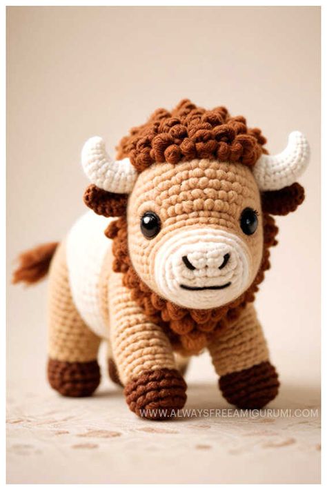 Amigurumi Bison Appa Crochet Free Pattern - Always Free Amigurumi Advanced Crochet Amigurumi, Buffalo Crochet Pattern, Crochet Buffalo Amigurumi, Crochet Bison Pattern Free, Bison Crochet Pattern, Bison Amigurumi, Buffalo Crochet Pattern Free, Moose Crochet Pattern Free, Crochet Bison