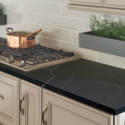 Popular Kitchen Countertops, Honed Granite Countertops, Light Granite Countertops, Grey Granite Countertops, Black Quartz Countertops, Brown Granite Countertops, White Cabinets White Countertops, Countertops Black, Black Kitchen Countertops