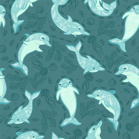 Sea Elements, Dolphin Pattern, Candle Painting, Cartoon Sea Animals, Sea Drawing, Animal Shapes, Time Cartoon, Water Background, Underwater Animals