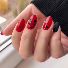 Nail Designs Colorful, Bottom Nails, Red Bottom Nails, Red Black Nails, Red Nail Design, Red And White Nails, Christmas Summer, Elegant Nail, Stiletto Nail Art