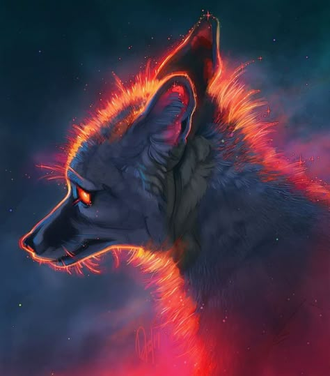 I Show Magic, Love, Positivity, And Light Through My Digital Paintings (44 Pics) Tamberella Art, Anime Wolves, Fire Painting, Canine Art, Fantasy Paintings, Fox Art, Wolf Art, Creature Art, Animal Paintings