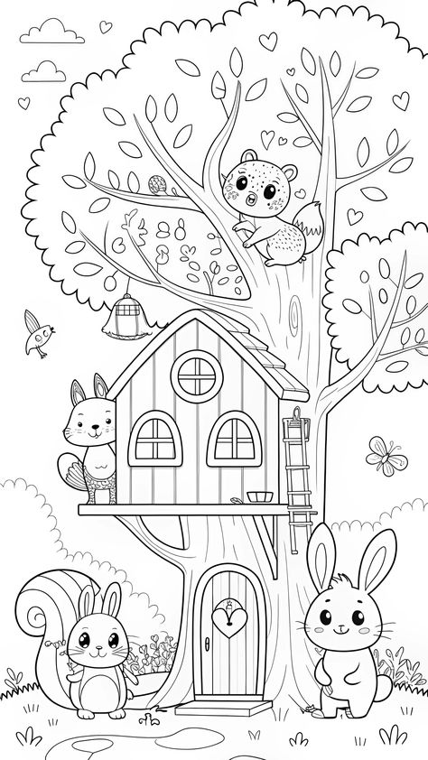 "Join the cutest kawaii animals in their magical treehouse! This amazing FREE printable coloring page is perfect for kids who love fun designs and imaginative play. Download it now and let the creativity and coloring adventure begin!"#KawaiiAnimals #TreehouseColoring #AmazingColoringPages #CuteKidsColoring #FreePrintableForKids #CreativeKidsActivities #ColoringFun #WhimsicalArt #DIYColoringPages #ColoringAdventure #PreschoolColoring #KindergartenFun #KidsArtTime #FunAndCreative #ImaginationPlay #PrintableForKids #ScreenFreeActivities #NatureInspired #ColoringForKids #CuteColoring #KidsCreativePlay #KawaiiLovers #AnimalLovers #HandsOnLearning #CreativeLearning #ColoringMagic #PastelColoring #TreehouseArt #ColoringForImagination #FunArtForKids #KidsActivityIdeas Coloring Book Animals, Coloring Spring, Teen Coloring Pages, Magical Treehouse, Coloring Page Free Printable, Construction Paper Crafts, Kindergarten Fun, Cute Kawaii Animals, Fall Coloring Pages