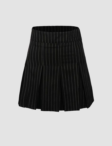 Pinstripe Skirt, Manga Clothes, Stripe Outfits, Graduation Outfit, Black Mini Skirt, Mini Dress Shop, Basic Outfits, Logo Tee, Going Out Dresses