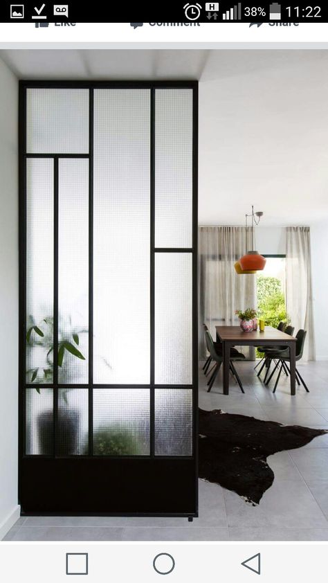 Metal And Glass Partition, Metal Glass Room Divider, Living Dining Partition, Industrial Glass Partition, Wire Mesh Partition Interior Design, Black Frame Glass Wall Room Dividers, Glass Partition Wall, Partition Design, Glass Partition