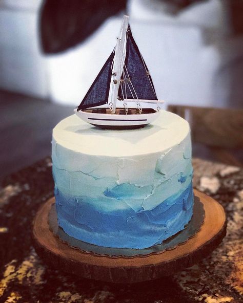 Ocean Theme Cake For Men, Sailing Birthday Cake, Sailboat Cake Ideas, Speed Boat Cake, Sailor Birthday Cake, Sailboat Birthday Cake, Simple Ocean Theme Cake, Boat Cakes For Men, Boat Cake Ideas