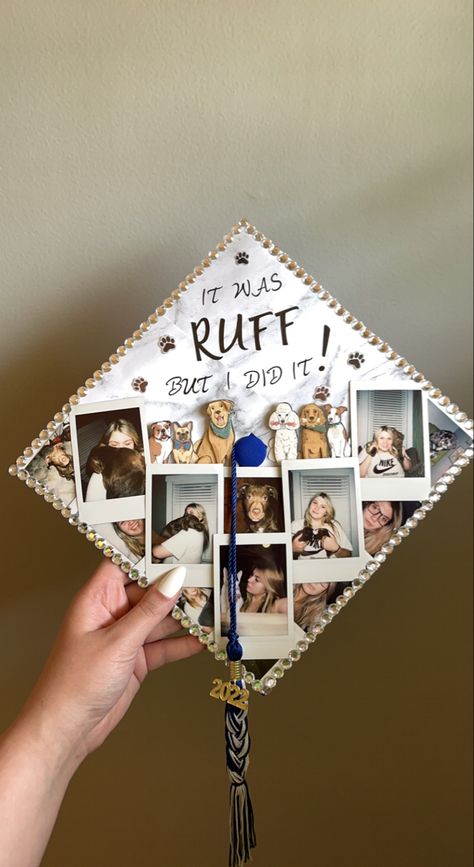 Graduation Cap Designs Dog Mom, Grad Cap Ideas Dog, Pet Graduation Cap, I Did It For My Dog Graduation Cap, Vet Cap Decoration Graduation, Dog Mom Graduation Cap, Future Veterinarian Graduation Cap, Dog Graduation Cap Ideas, Vet Assistant Graduation Cap Ideas