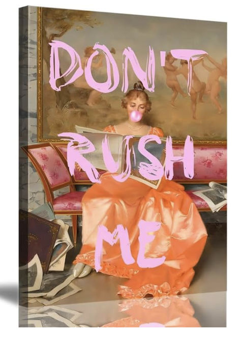 Maximalist Wall Art Funny Eclectic Girly Wall Art Mom Don't Rush Me Altered Art Portrait Poster Vintage Inspirational Home Decor for Bathroom Print Mirror, Pink Graffiti, Artwork For Bedroom, Trendy Artwork, Watercolor Frame, Art Mom, Decor For Bathroom, Queen Poster, Maximalist Wall