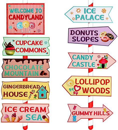 ​​​﻿​​​Amazon.com: 20 Pieces Candyland Party Decorations Candy Land Party Sign Candy Decor Welcome Candyland Birthday Party Decorations Directional Signs Street Photo Prop Cutouts for Sweet Candy Theme Party Supplies : Toys & Games Candyland Party Decorations, Candy Land Party, Candyland Party, Directional Signs, Party Sign, Candy Land, Party Signs, Photo Prop, Party Decorations